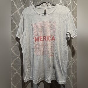 Next Level Apparel Gray Tee with Red Graphic